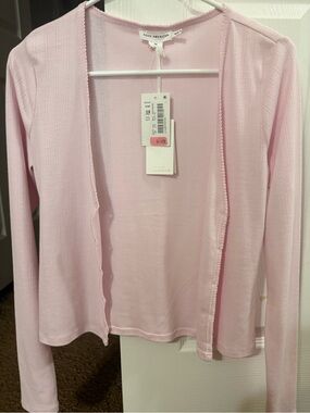 Good American Baby Pink Ribbed Cardigan